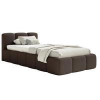 POLSTERBETT Cloudy Low Braun Bouclé, Bettkasten & Lattenrost, 90x200 cm - Schwarz/Braun, Kunststoff/Textil (90/200cm) - Selsey