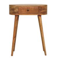 NACHTTISCH aus Massivholz, 1 Schublade, Nordische Beine, Beige - Messingfarben/Braun, Holz/Metall (60/78/30cm) - Artisan Furniture