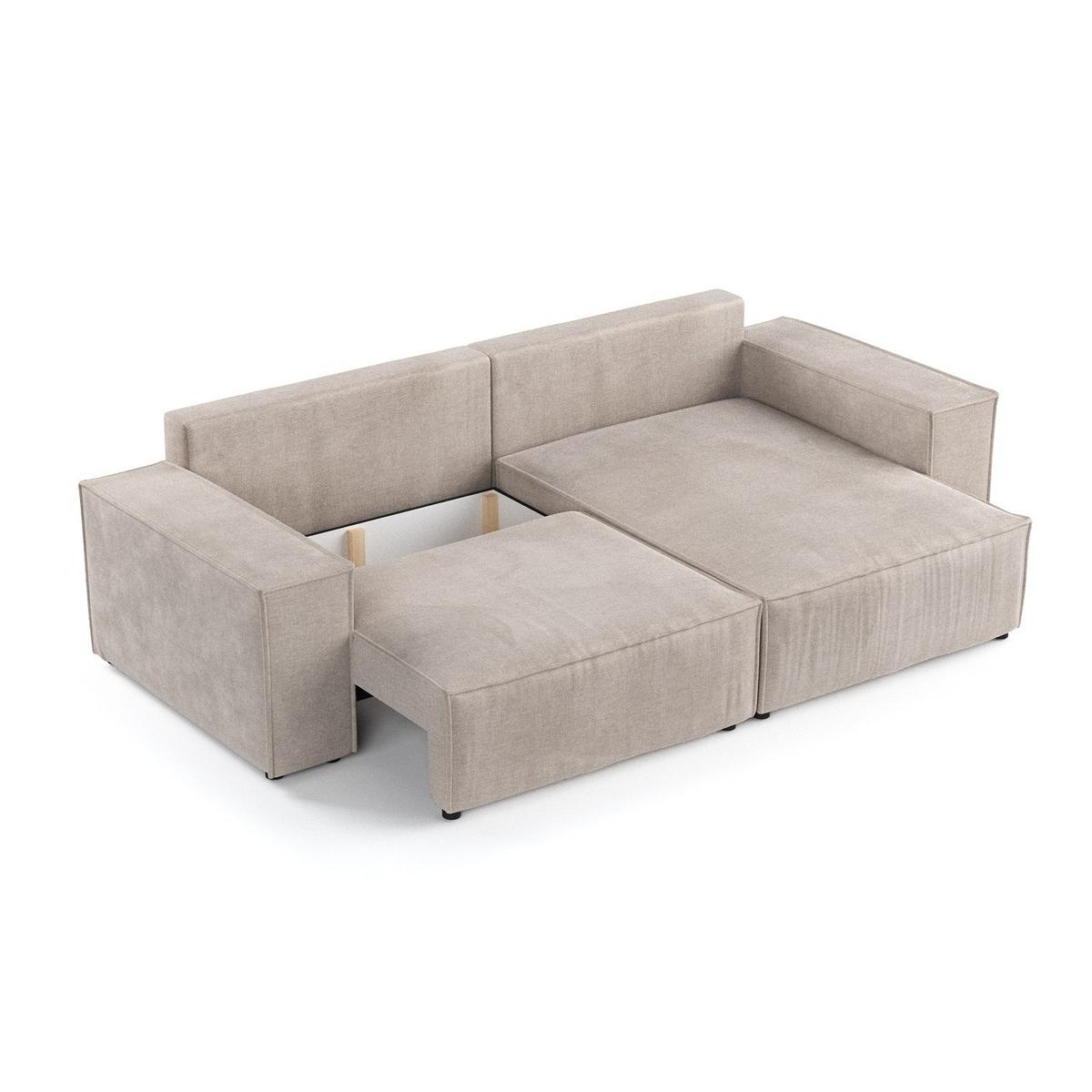 ECKSOFA SENSO mit Schlaffunktion Beige im Wind Stoff - Beige/Schwarz, Holz/Holzwerkstoff (255/148cm) - AltaBeds