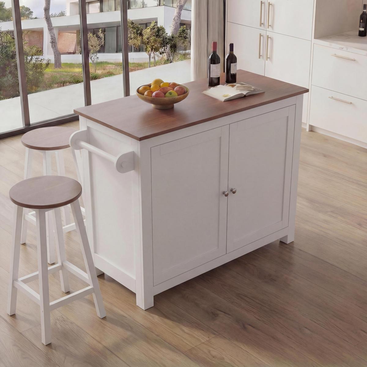 KÜCHENINSEL Weiß, Beige - Beige/Weiß, Holz (120/90/45cm) - MCW