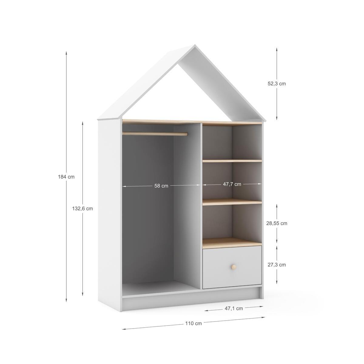 KLEIDERSCHRANK Estefania Weiß 110/45/180 cm - Weiß, Holz (45/180/110cm) - Calicosy