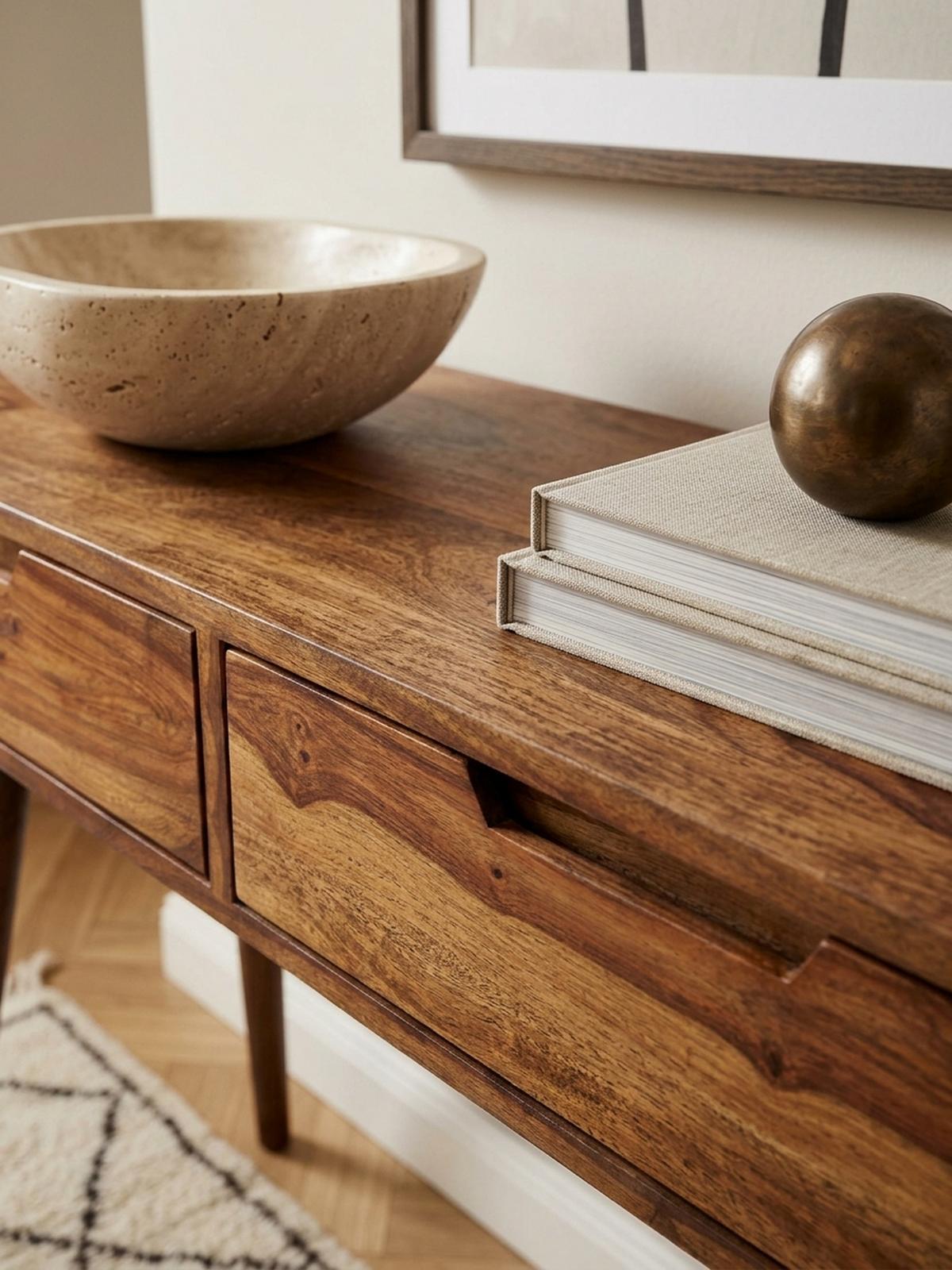KONSOLENTISCH – Massivholz, 90 cm, handgefertigt, Landhausstil - Braun, Holz (36/90/76cm) - KADIMA DESIGN