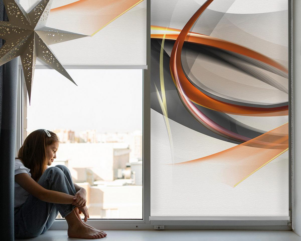 INNENROLLO - Fensterrollo - Rollo - 100x100 cm - Orange Linienmuster - Orange, Kunststoff (100/100/0.5cm) - TULUP