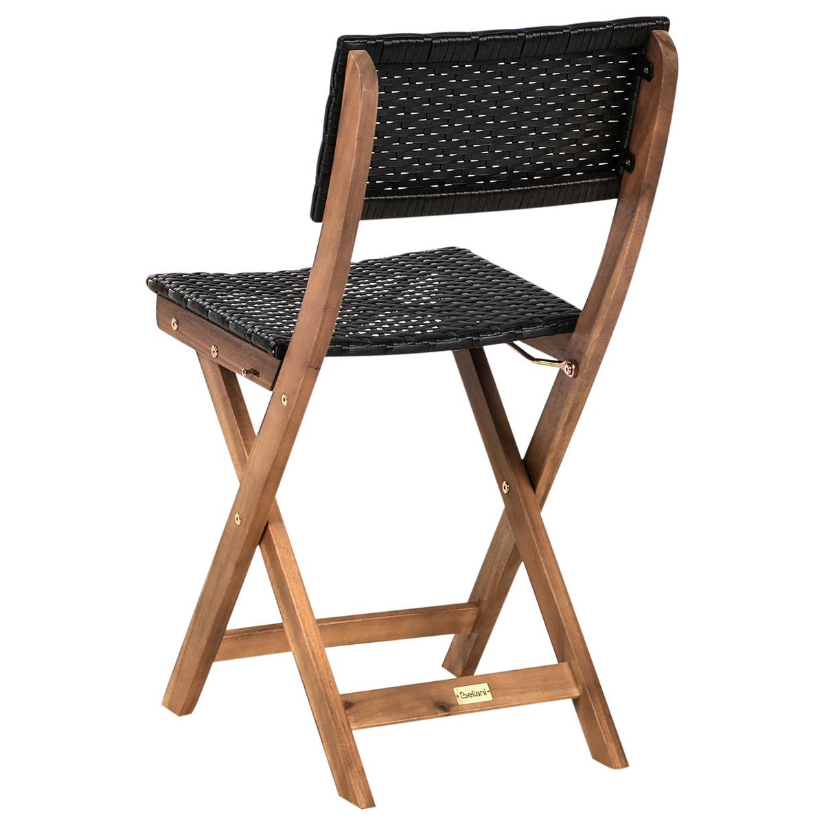 BISTRO-SET Akazienholz Braun/Schwarz Rivarotta - Braun, Holz - Beliani