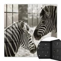 SCHLÜSSELBOX Schwarz 30x30 cm- Türöffnung nach rechts - Zebras zusammen - Multicolor, Metall (30/30/5cm) - TULUP