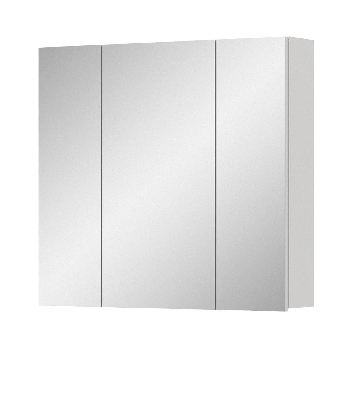 SPIEGELSCHRANK weiß 82 x 77 cm, Badschrank 3-türig mit Spiegel - Weiß, Glas/Holzwerkstoff (82/77/18cm) - Inn.Furn