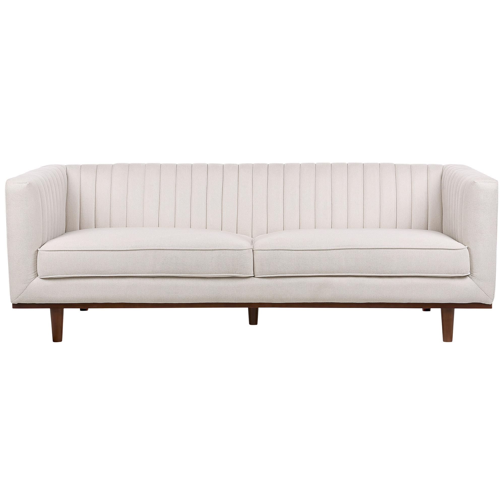 3-SITZER-SOFA beige Skaule - Dunkelbraun/Beige, Textil (205/71/82cm) - Beliani