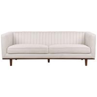 3-SITZER-SOFA beige Skaule - Dunkelbraun/Beige, Textil (205/71/82cm) - Beliani