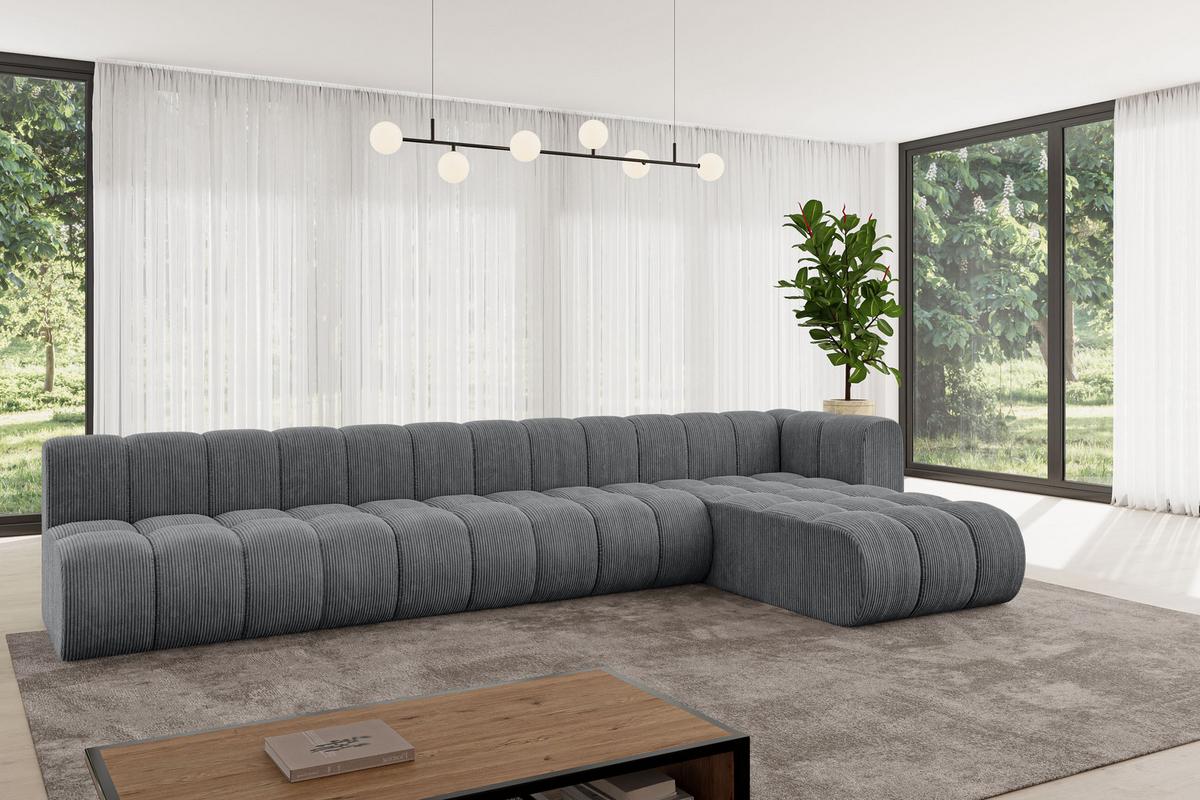 ECKSOFA modulares Sofa Darnel-L3 - 387x177x70 cm Dunkelgrau - Dunkelgrau, Holzwerkstoff/Textil (387/177cm) - ALTDECOR