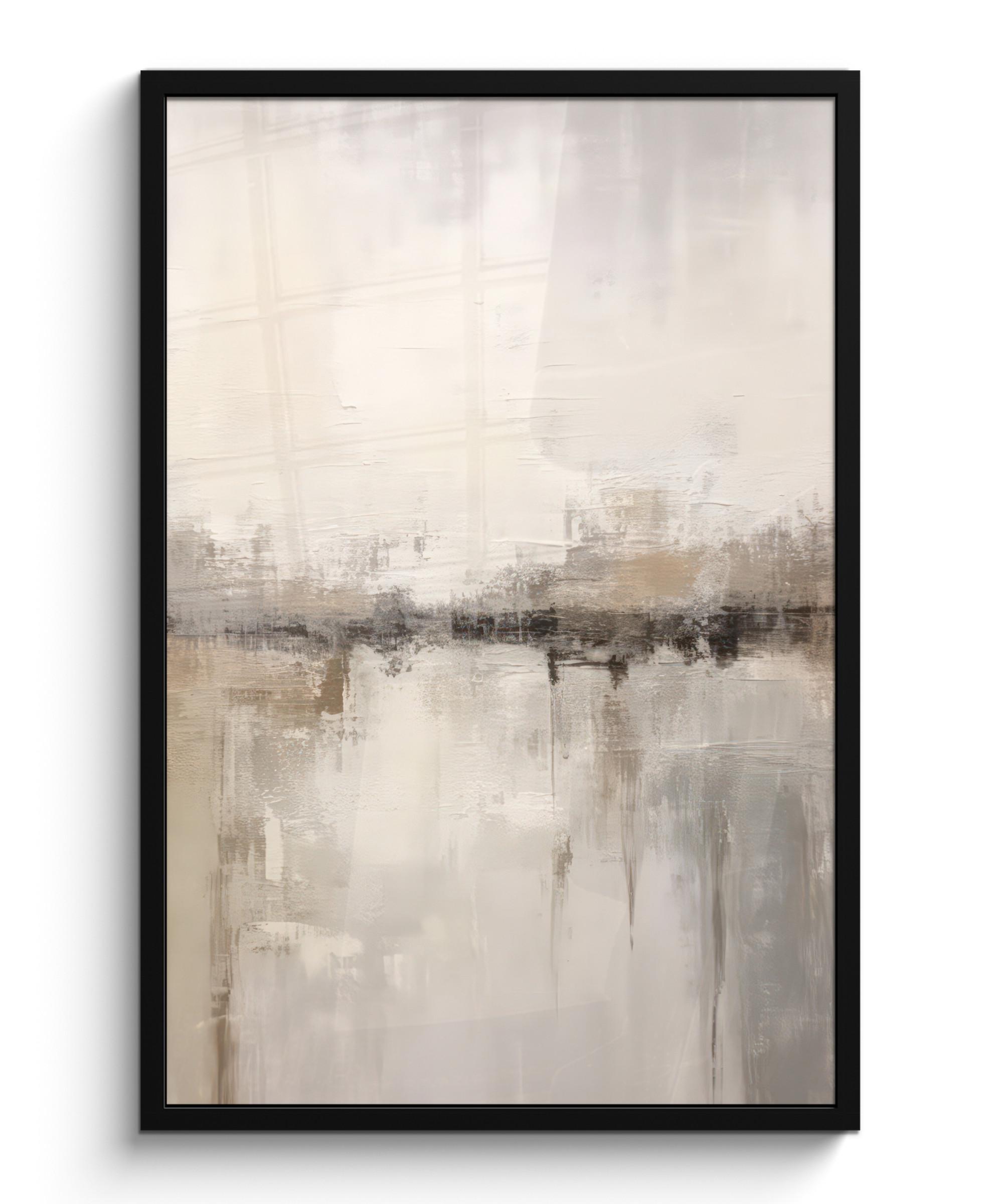POSTER MIT RAHMENGERAHMTES BILD Moderne Kunst - Abstrakt - Beige 60x90 cm - Beige, Papier (60/90cm) - MuchoWow