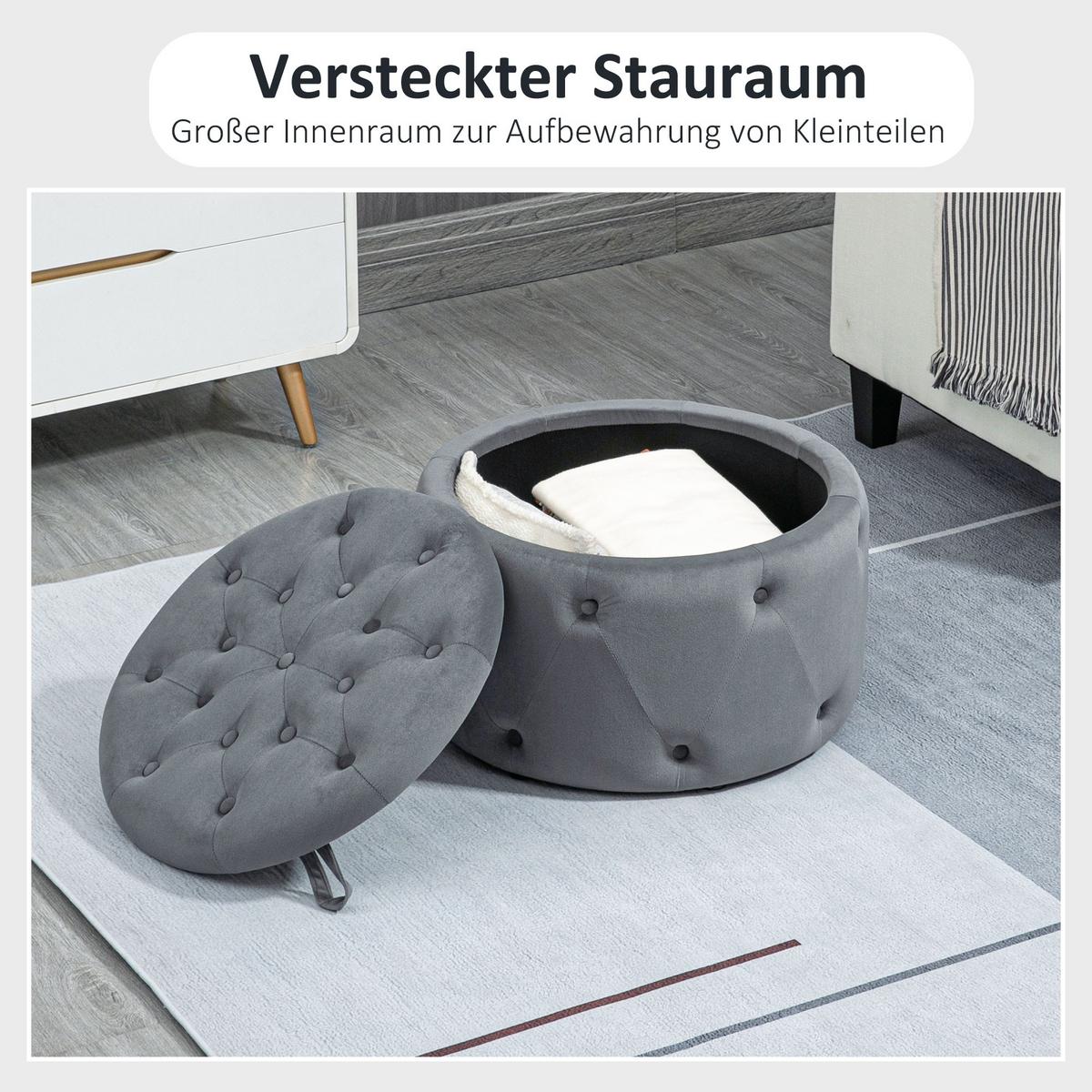 SITZHOCKER, Polsterhocker, Grau - Grau, Kunststoff (60/40/60cm) - HOMCOM