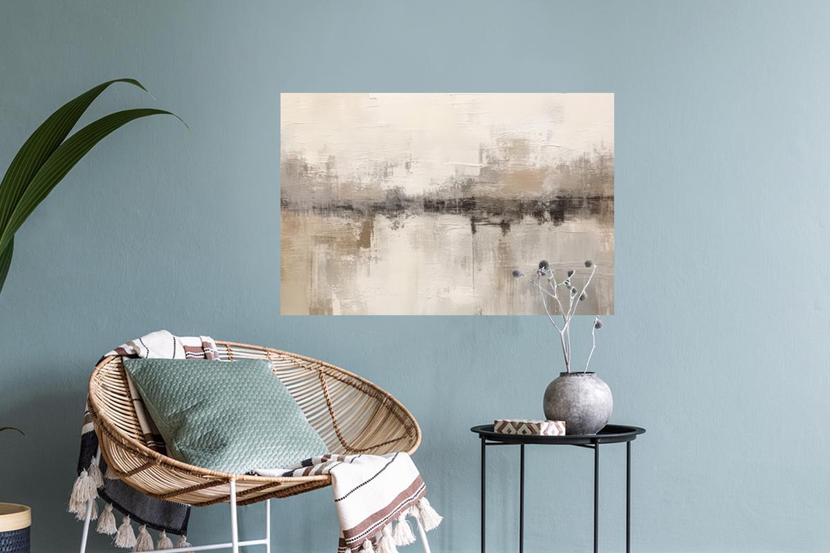 WANDTATTOO Moderne Kunst - Abstrakt - Beige Deko Wohnzimmer 60x40 cm - Beige, Kunststoff (60/40/0.1cm) - MuchoWow