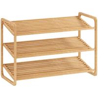 SCHUHREGAL mit 3 Ebenen Schuhaufbewahrung Schuh-Organizer für 9-12 Paar - Naturfarben, Holz/Bambusholz (33/50.8/76cm) - HOMCOM