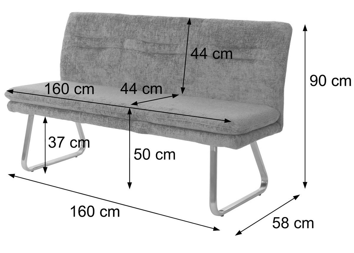 SITZBANK Grau - Dunkelgrau/Grau, Textil (160/90/58cm) - MCW