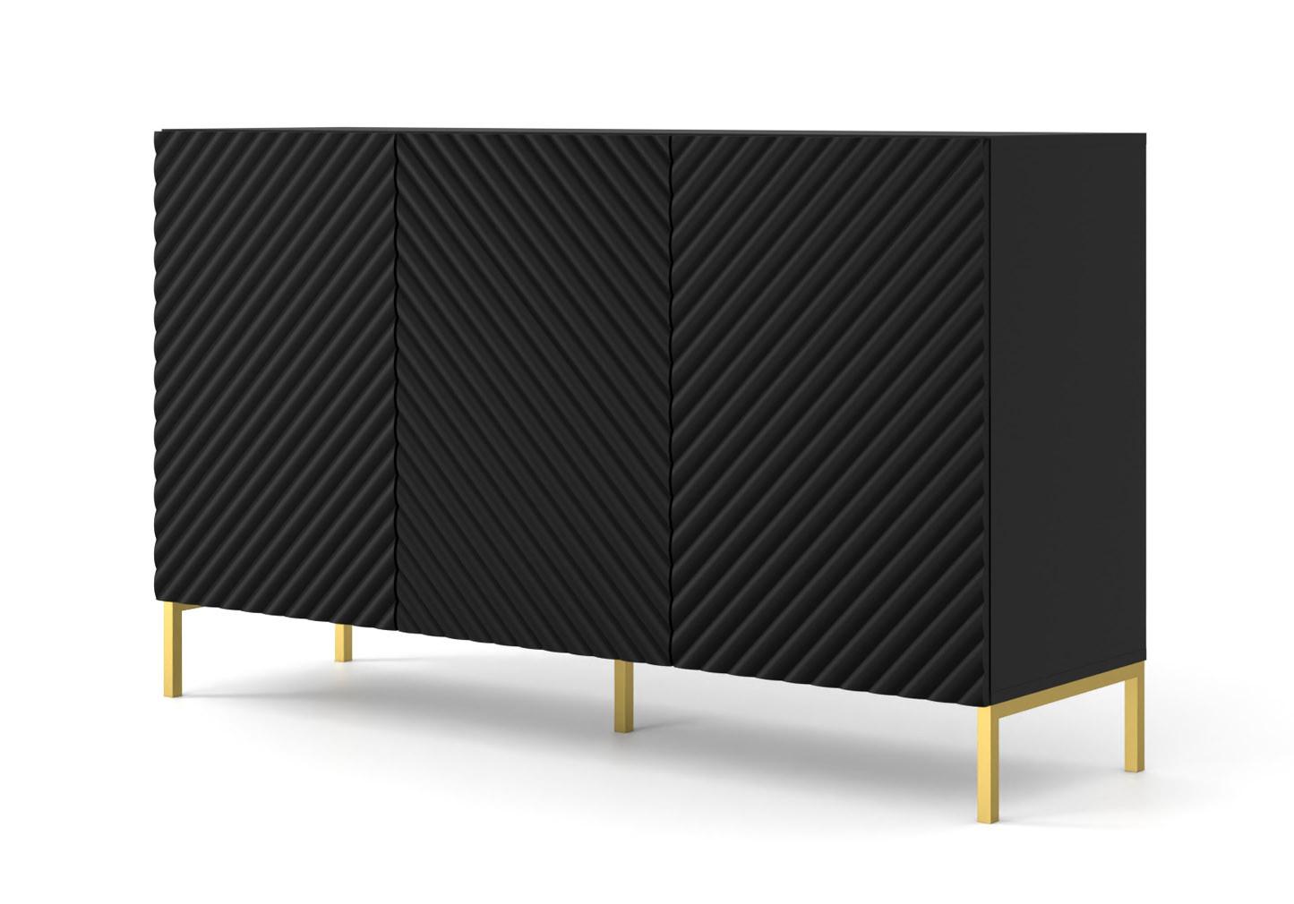 KOMMODE Schwarz, Gold 150/87/42 - Schwarz, Holzwerkstoff (150/87/42cm) - RAUMHIRSCH FURNITURE