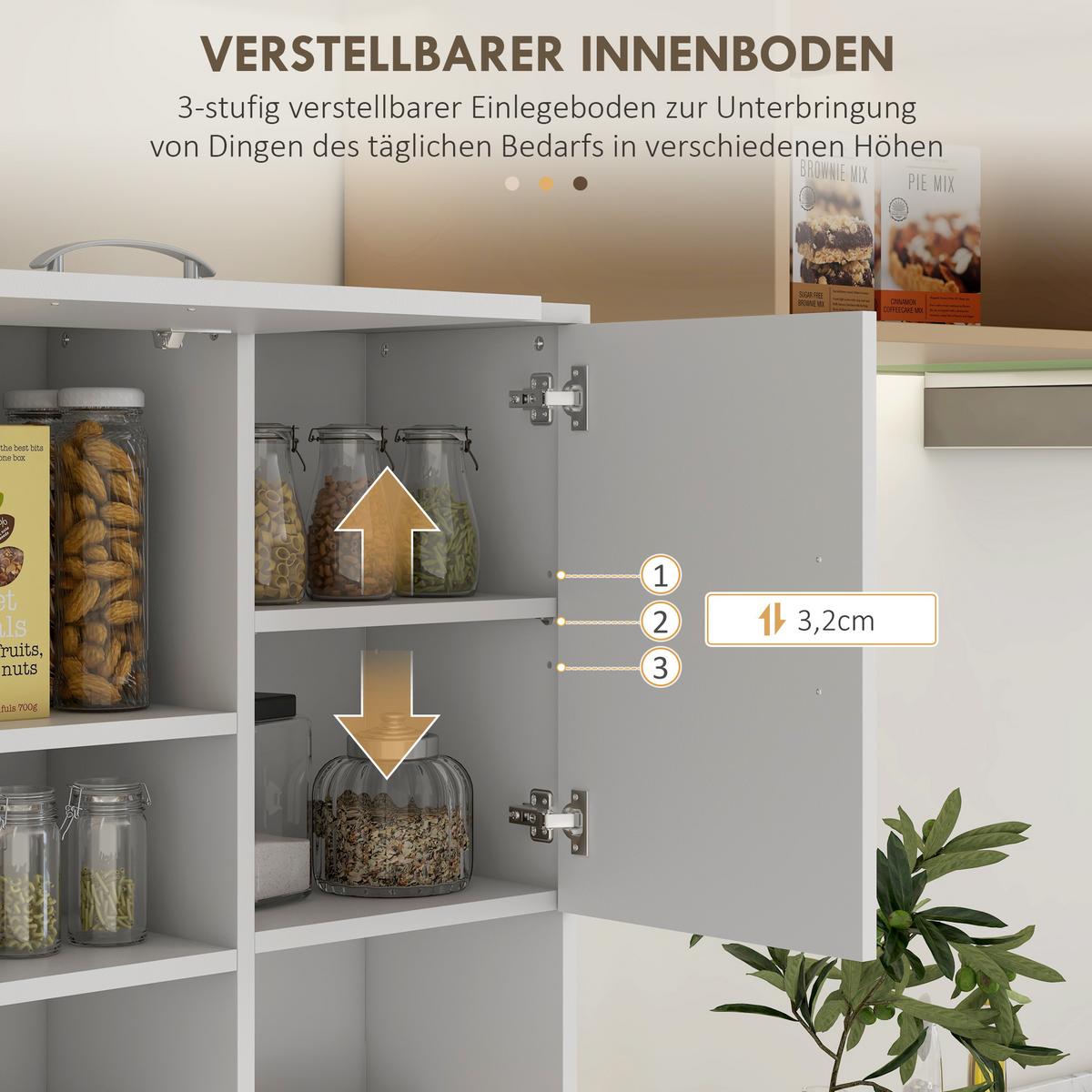 KÜCHENSCHRANK MDF Spanplatte Weiß - Weiß, Holzwerkstoff (39.5/168/89cm) - HOMCOM
