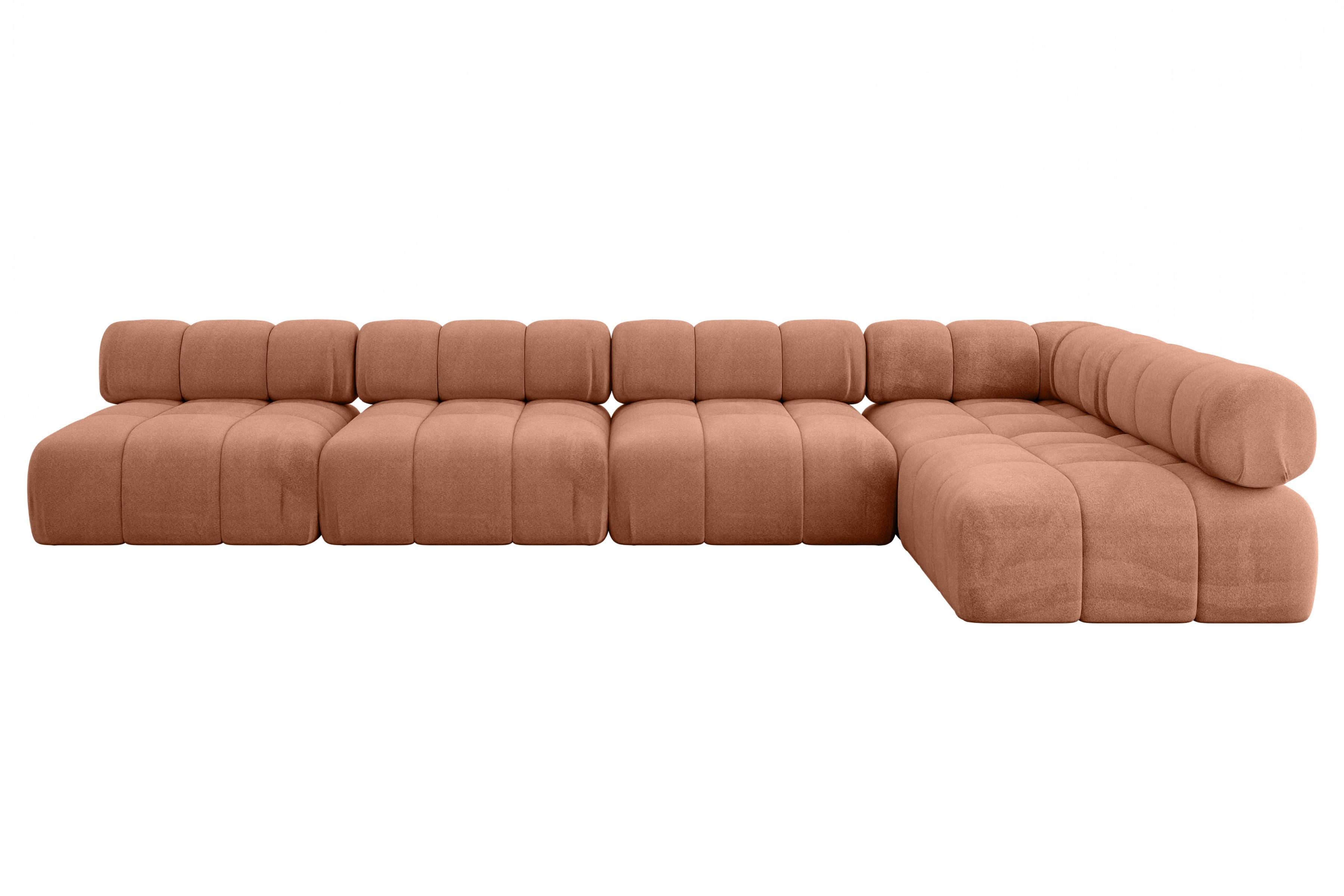 ECKSOFA modulares Sofa Samaro-L3 - 380x190x70 cm Apricot Velours - Koralle, Holzwerkstoff/Textil (380/190cm) - ALTDECOR