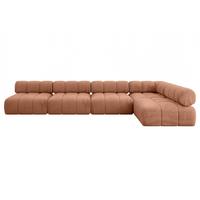ECKSOFA modulares Sofa Samaro-L3 - 380x190x70 cm Apricot Velours - Koralle, Holzwerkstoff/Textil (380/190cm) - ALTDECOR