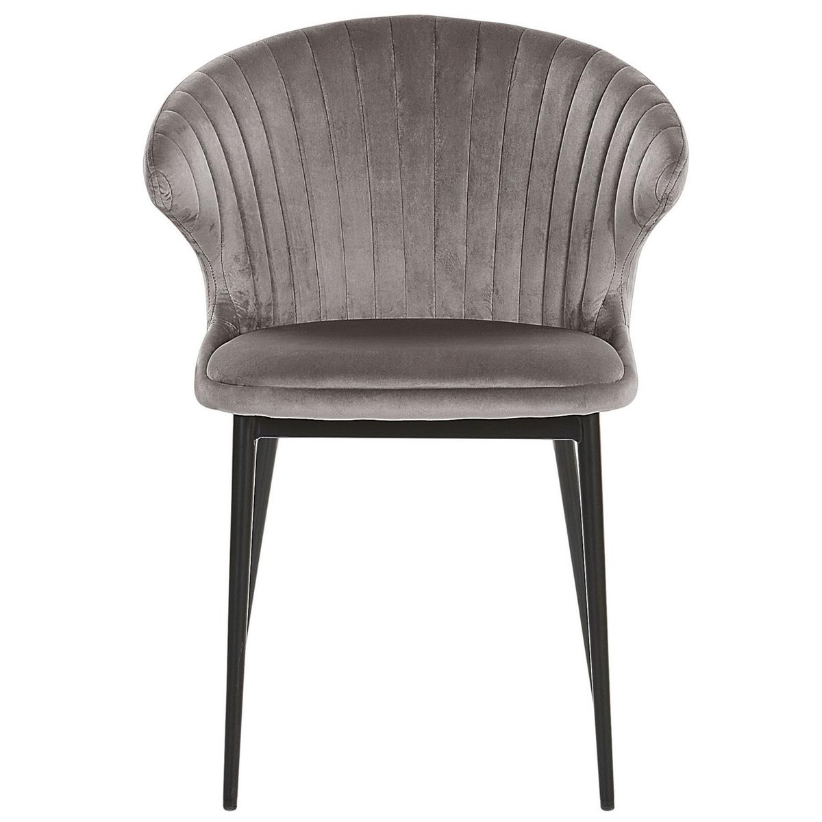 ESSZIMMERSTUHL 2er-Set Samtstoff Grau Augusta - Grau, Textil/Metall (59/81/50cm) - Beliani