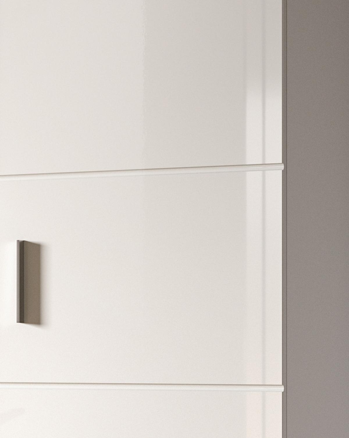 SCHUHSCHRANK weiß Hochglanz 55 cm, Flurschrank mit 5 Fächern - Weiß Hochglanz/Silberfarben, Holzwerkstoff/Kunststoff (55/79/37cm) - Inn.Furn