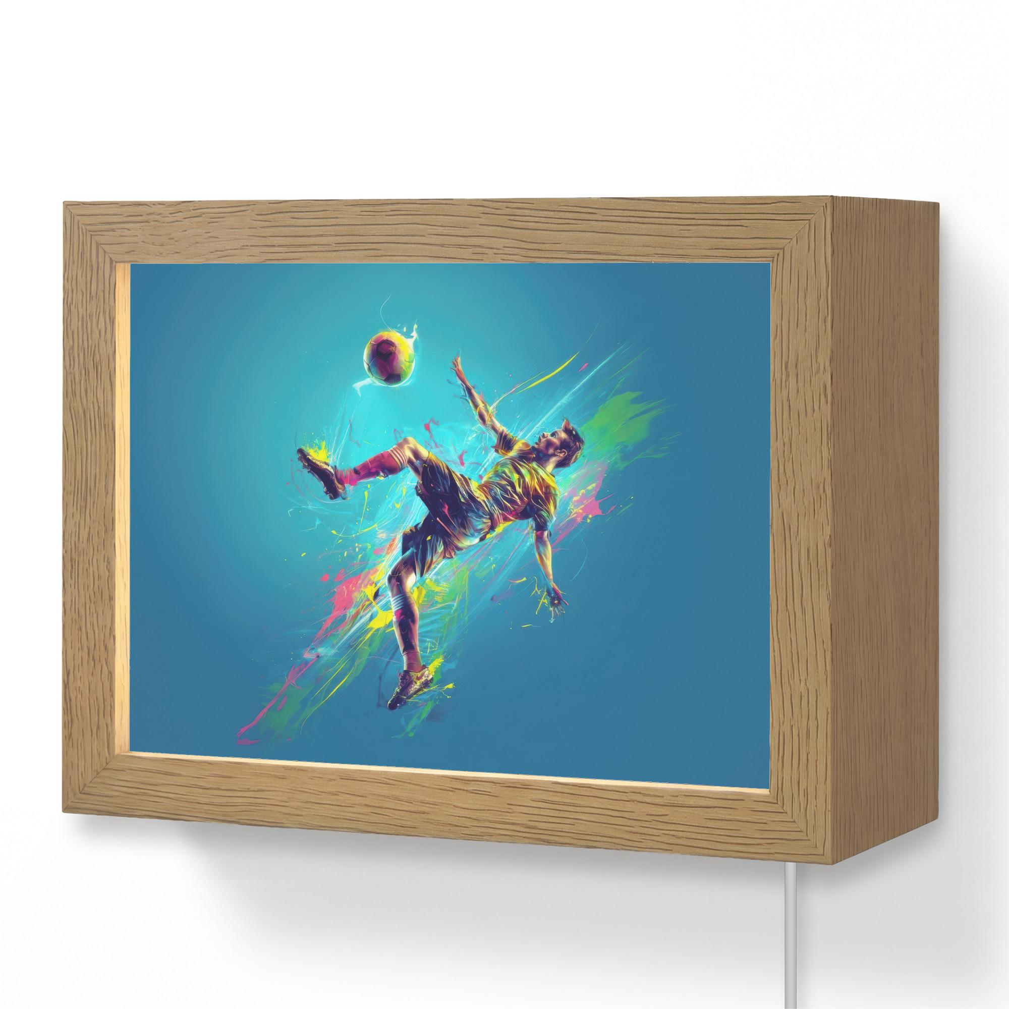 WANDLEUCHTE Fußballer - Farbspritzer - Farbenfroh - Ball 20x15 cm - Blau, Holzwerkstoff (20/15/8cm) - OnlyWow