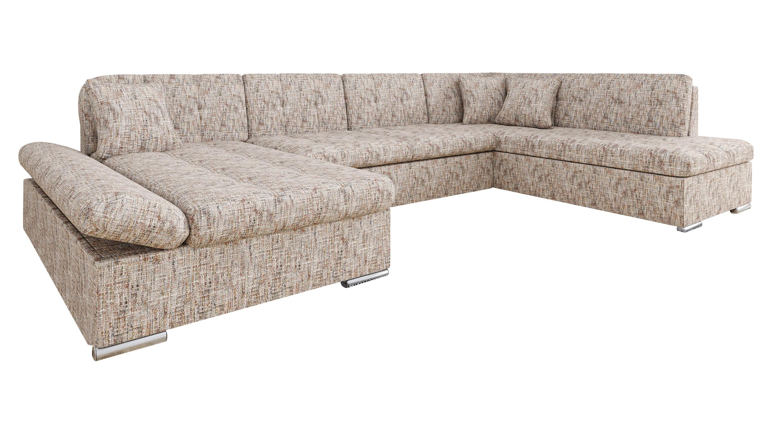 ECKSOFA Bergen Premium, Seite: Links - Silberfarben/Cappuccino, Holz/Textil (345/76/205cm) - MIRJAN24