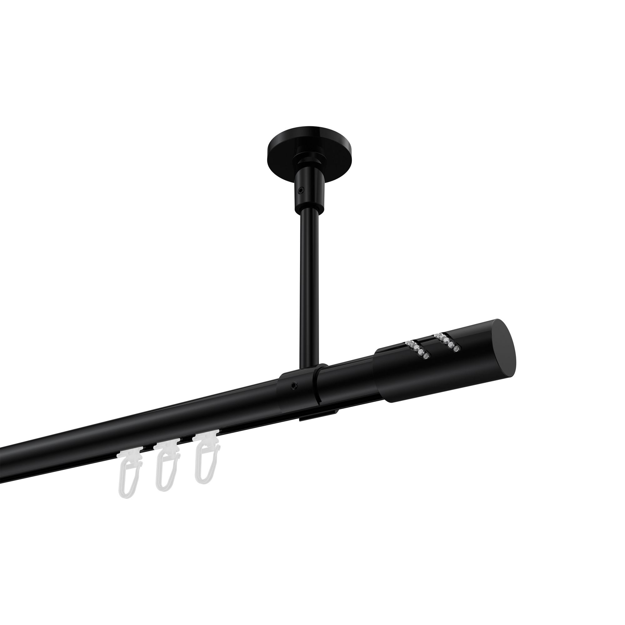 GARDINENSTANGE INNENLAUF Sonette Zoena 160 cm, 1-läufig, 20 mm Ø Schwarz - Schwarz, Metall (160cm) - INTERDECO