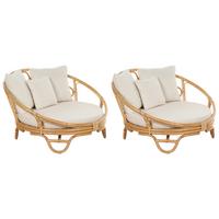 SONNENINSEL 2er-Set Rattan natürlich Auflagen beige ROSSANO - Beige/Naturfarben, Naturmaterialien (112/71/110cm)