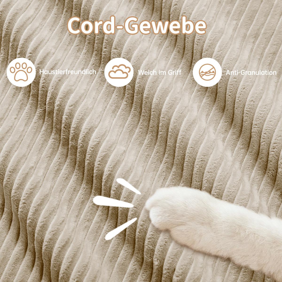 4-SITZER SOFA Modulares Boneless Cord Sofa Rahmenlos - Beige, Textil (388/75/103cm) - Urban Meuble