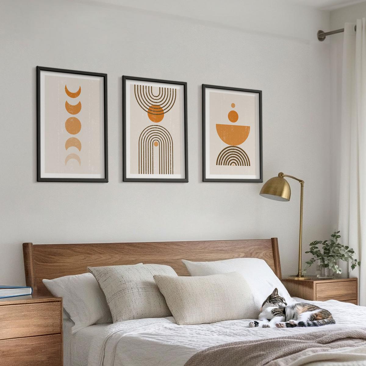 BILDER SET 3er Set - 40x60 cm Schwarzer Rahmen - Boho-minimalistische Dekorationen - Schwarz, Kunststoff (40/60cm) - TULUP