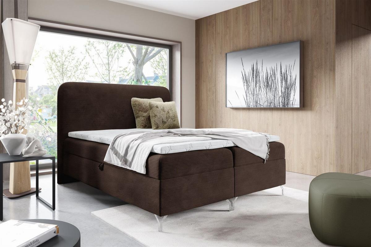 BOXBETT Emilio - Braun, Holzwerkstoff/Textil (140/200cm) - Fun Möbel
