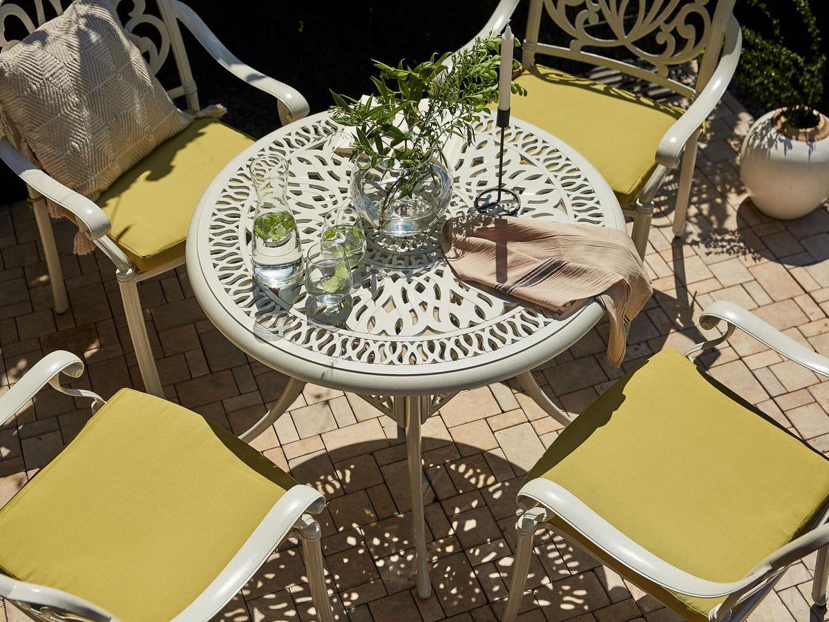 GARTENTISCH cm Metall Weiß Ancona - Weiß, Metall (90/90/72cm) - Beliani