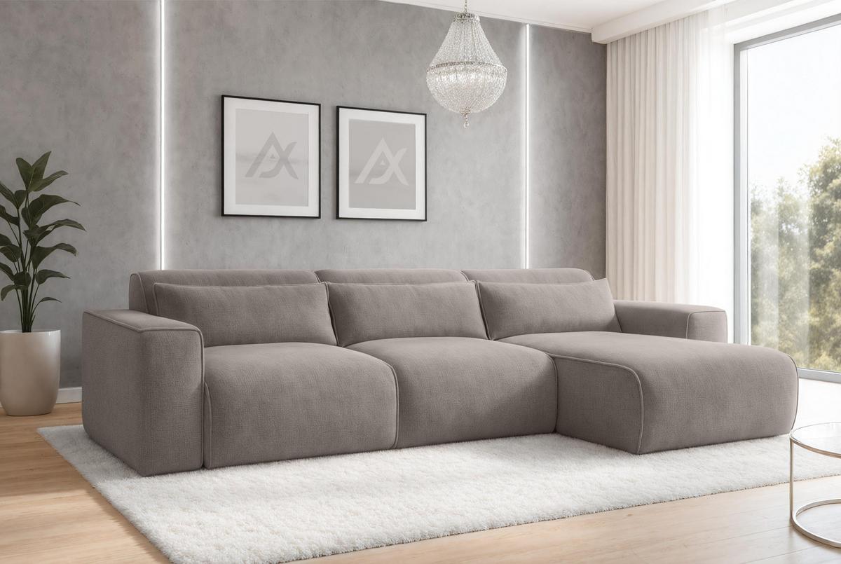 ECKSOFA L Form Ruyam Hellbraun 310/165/78 cm – Schlaffunktion Rechts - Hellbraun/Schwarz, Kunststoff/Textil (310/170cm) - AX Living