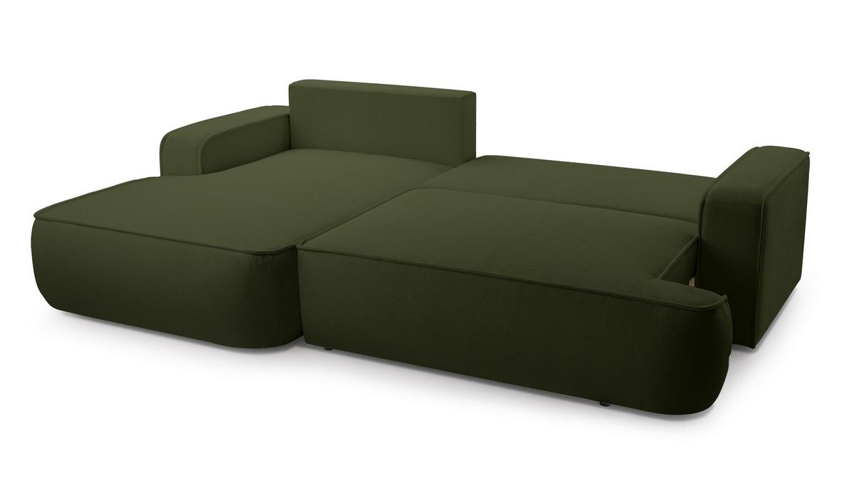 ECKSOFA L Form Ablia Dunkelgrün 267/168/87 cm mit Schlaffunktion L - Schwarz/Grün, Kunststoff/Textil (168/267cm) - AX Living