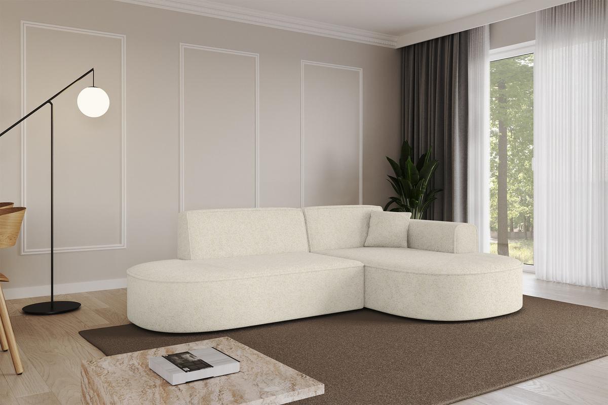 ECKSOFA Ottomane Rechts MARI-L1 - 243x171x79 cm Creme Tissu - Creme/Schwarz, Holzwerkstoff/Kunststoff (171/243cm) - ALTDECOR