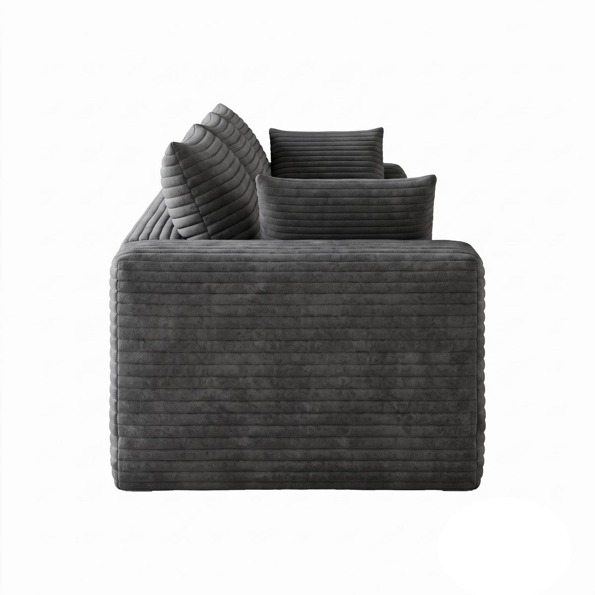 3-SITZER SOFA 260cm Corduroy Modulares ohne Montage - Dunkelgrau, Textil (260/60/90cm) - Urban Meuble