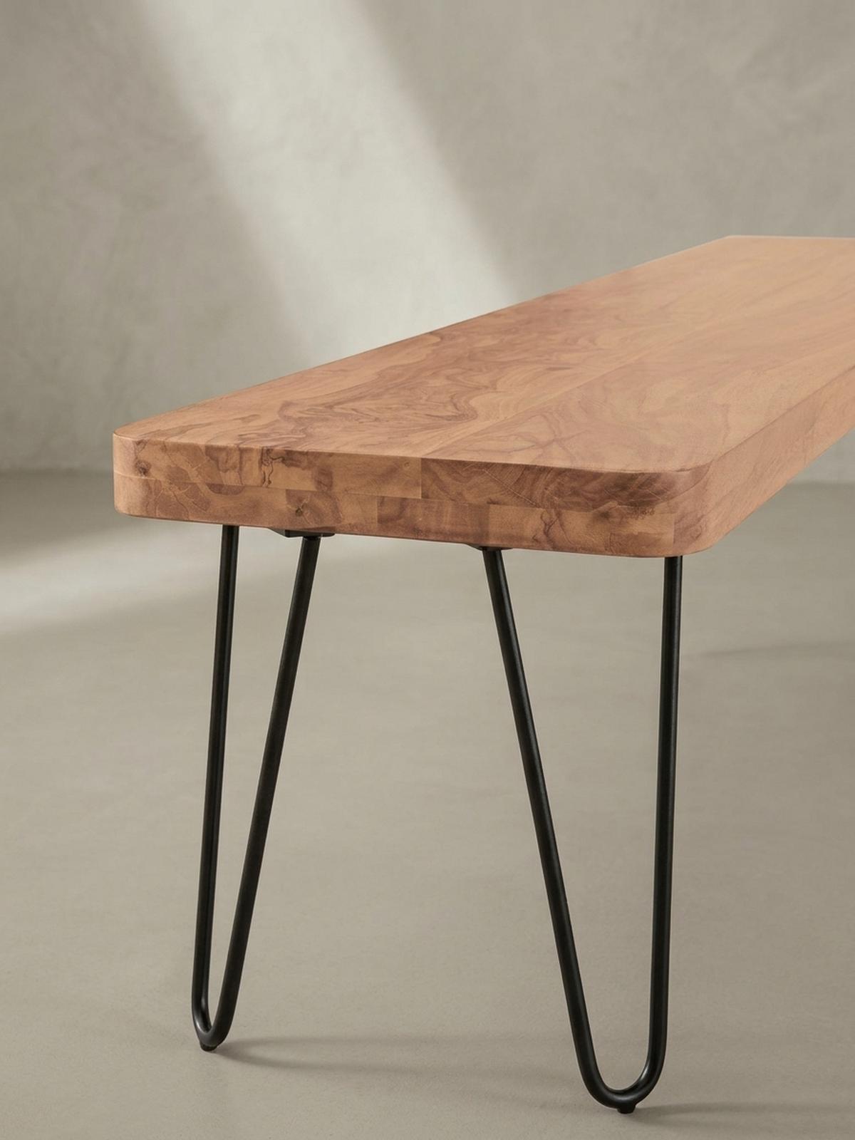 SITZBANK BALU Massivholz Metallbeine Landhausstil, Beige 160x40x45 cm - Beige/Schwarz, Holz/Metall (160/45/40cm) - KADIMA DESIGN