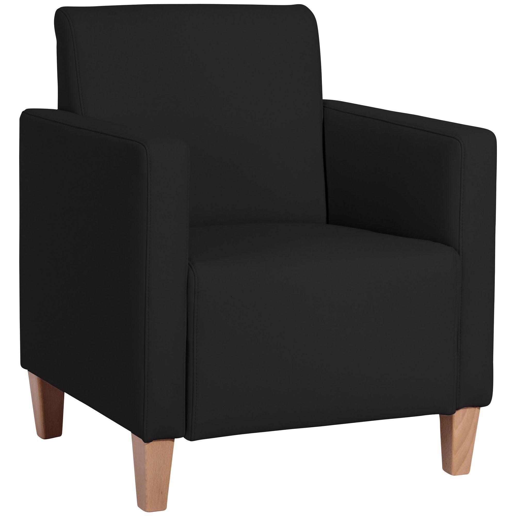 SESSEL Karol Bezug Kunstleder Buche natur / schwarz - Schwarz, Kunststoff (71/81/70cm) - 58aufmkessel