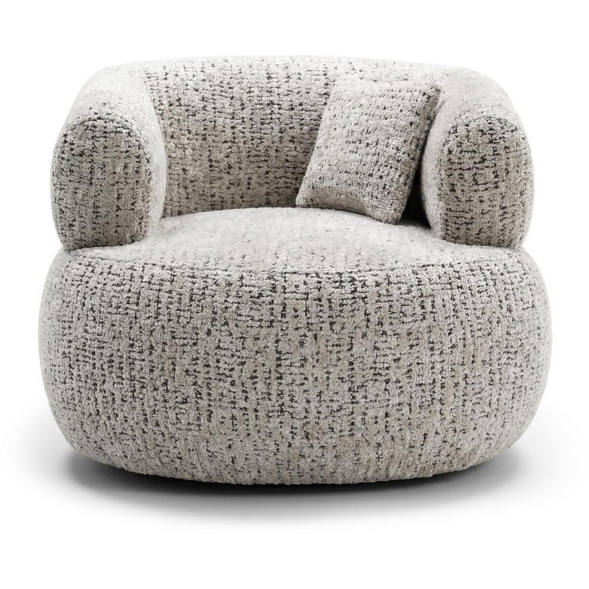 SESSEL Laila, Drehsessel mit runder Form, Beige, Geflecht-Stoff - Beige, Textil (95/75/97cm) - Beautysofa
