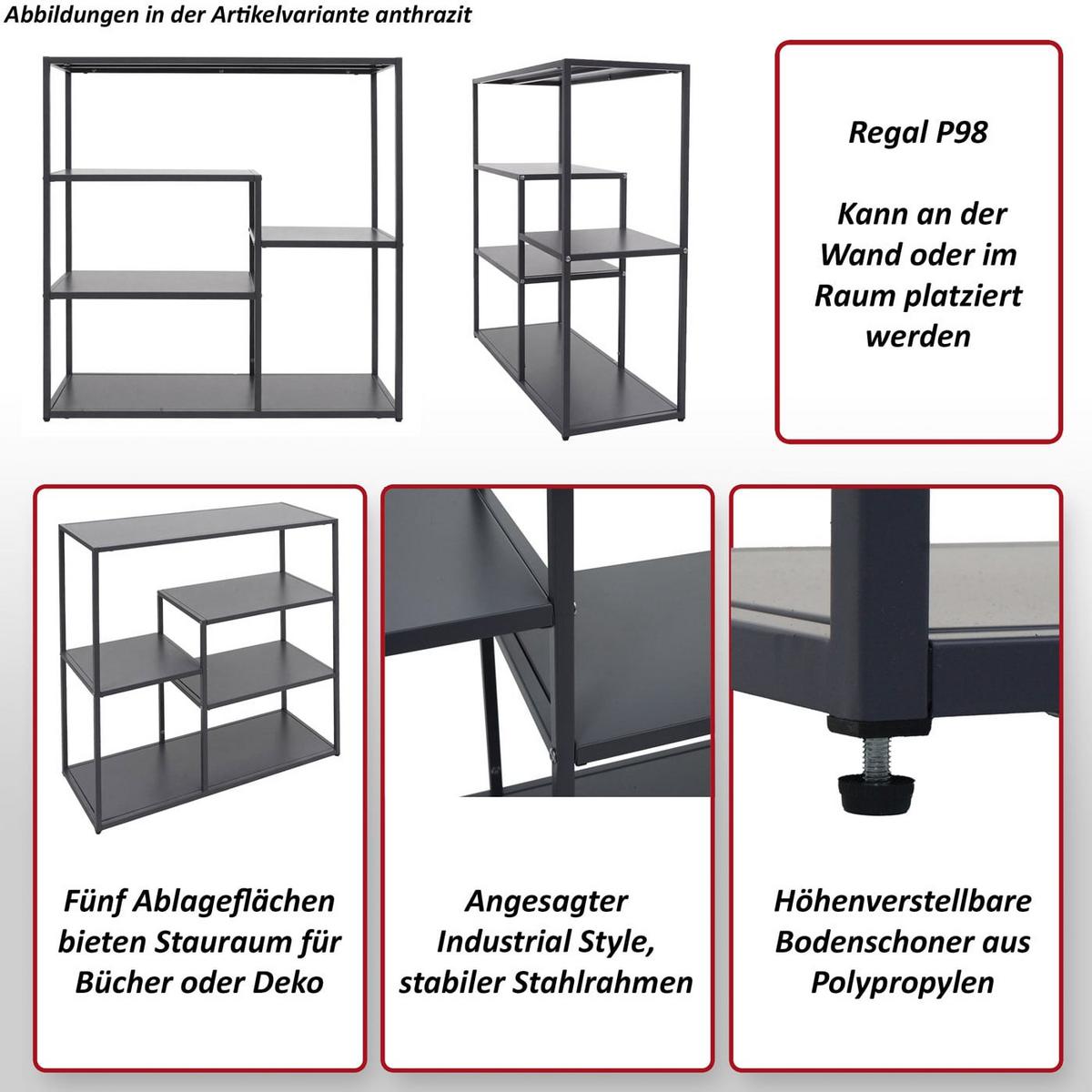 REGAL Anthrazit - Anthrazit, Metall (80/80/30cm) - MCW