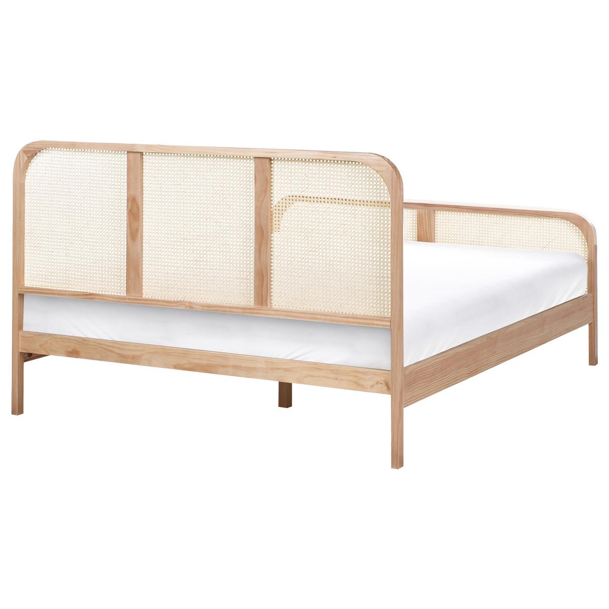 BETT mit Lattenrost 160/200 cm Kiefernholz Hellbraun Gonfaron - Hellbraun, Holz (160/200cm) - Beliani