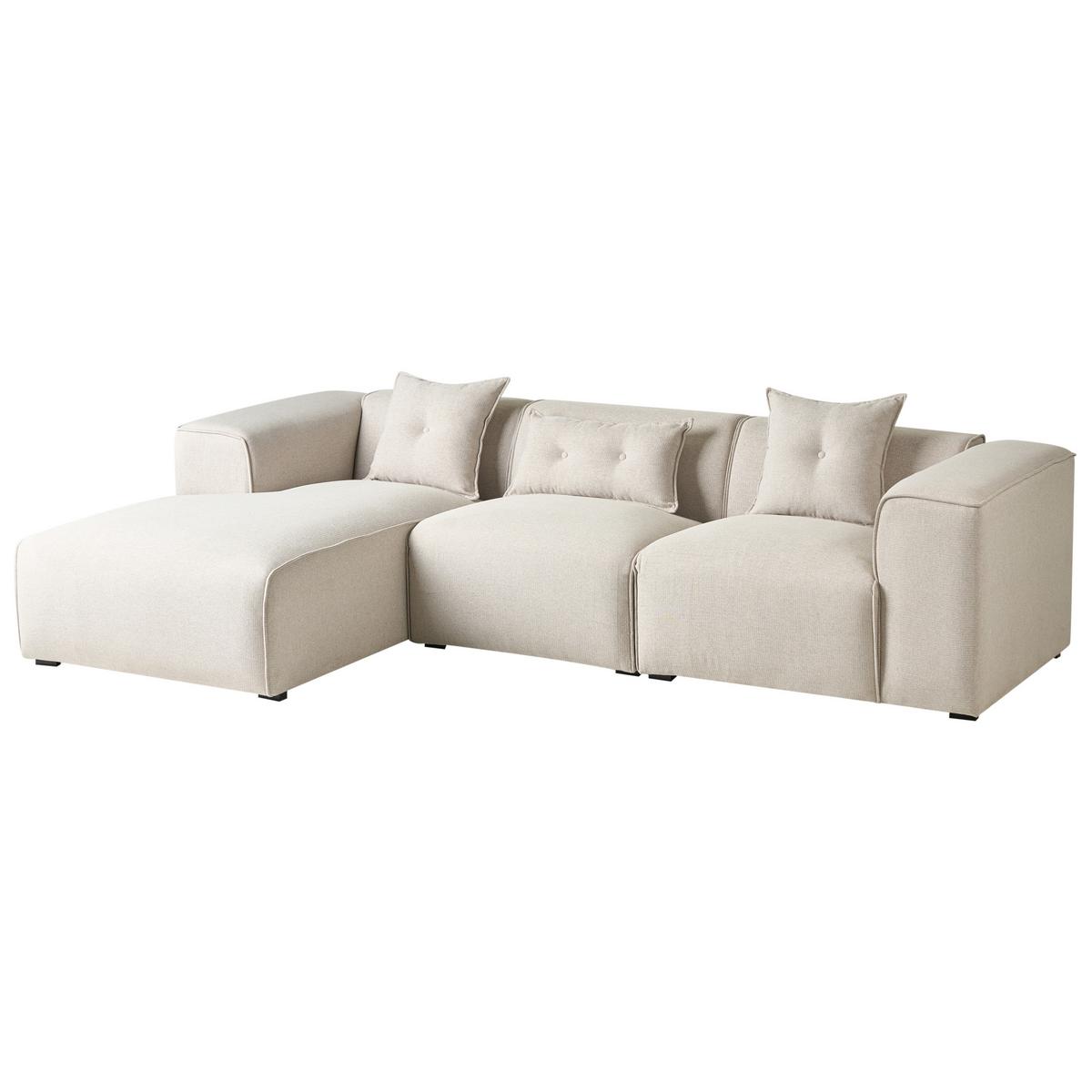 ECKSOFA 3-Sitzer Stoff Hellbeige rechtsseitig Dolva - Beige, Textil (294/170cm) - Beliani