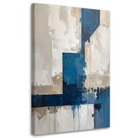 LEINWANDBILDER, Beige blaue Abstrakt - Blau, Textil (80/120cm) - Feeby