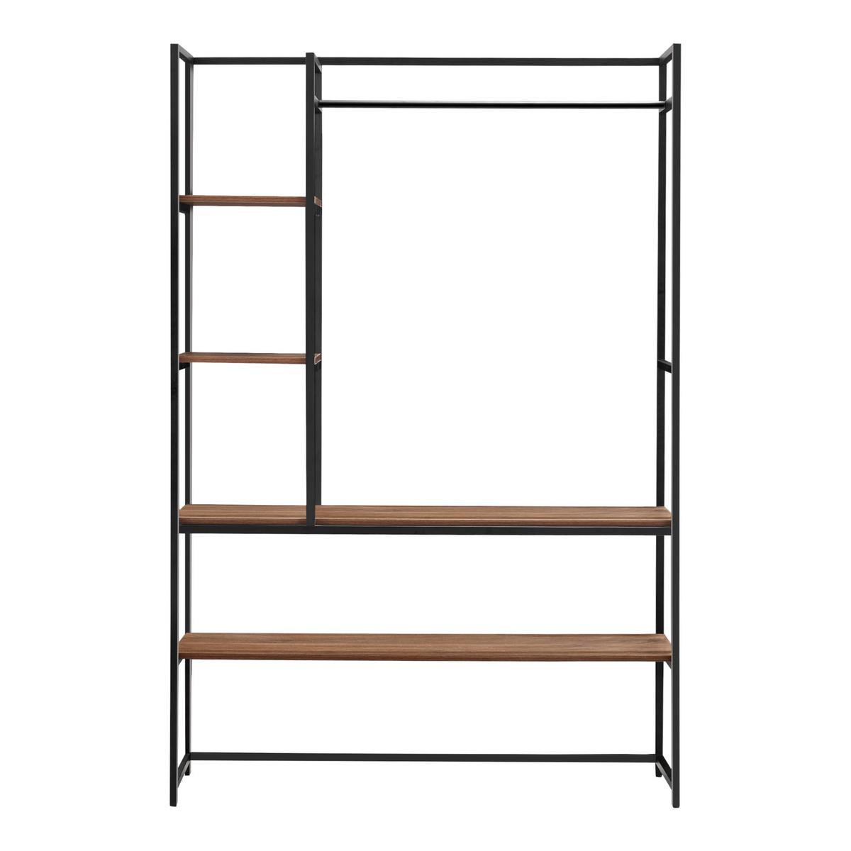 GARDEROBENSTÄNDER Horgau - Walnussfarben/Schwarz, Holzwerkstoff/Metall (120/180/40cm) - [en.casa]
