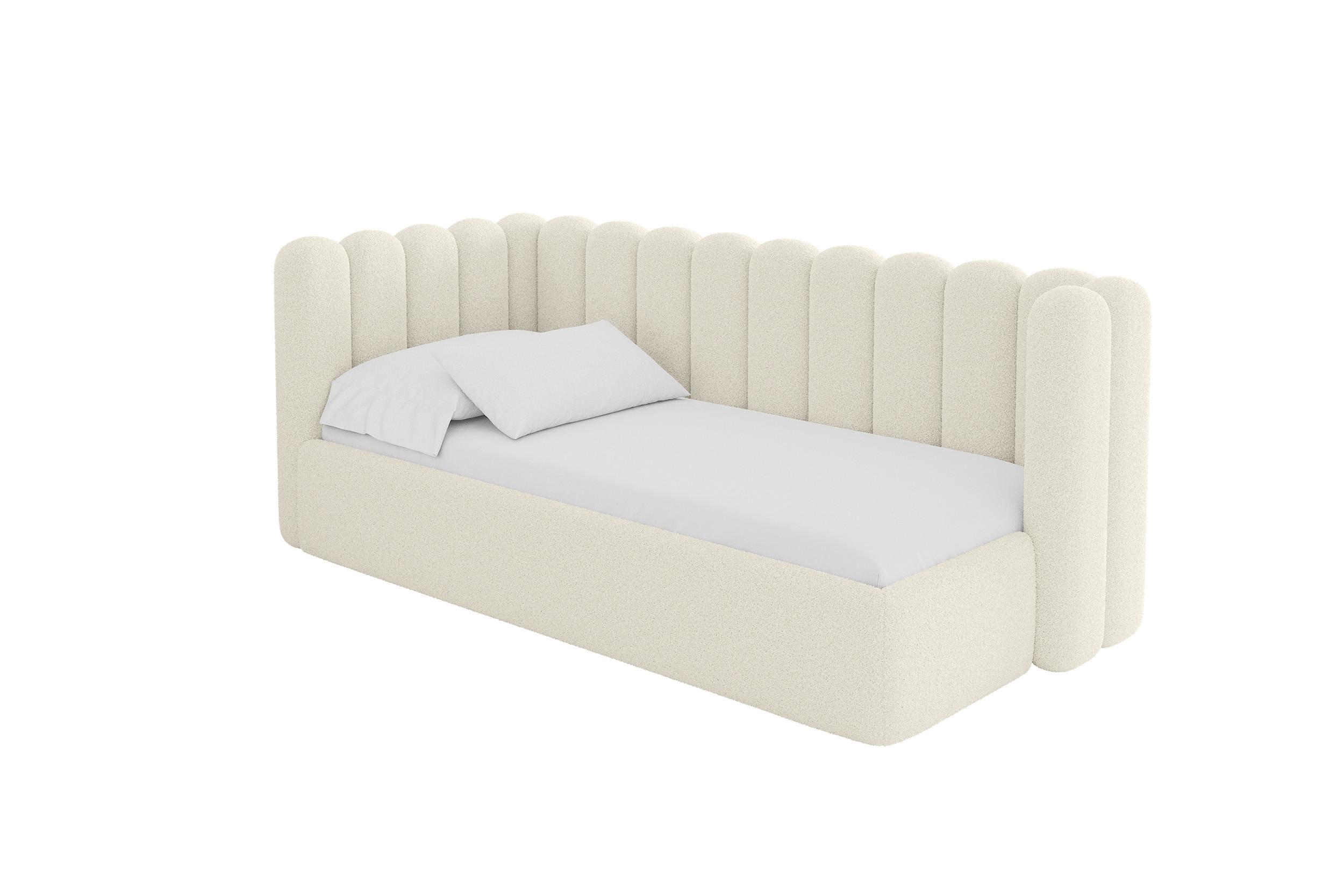 EINZELLBETT Jugendbett mit Bettkasten und Matratze H3/H4, Rechts - HUGY 90x200 Beige - Champagner, Holzwerkstoff/Textil (90/200cm) - ALTDECOR