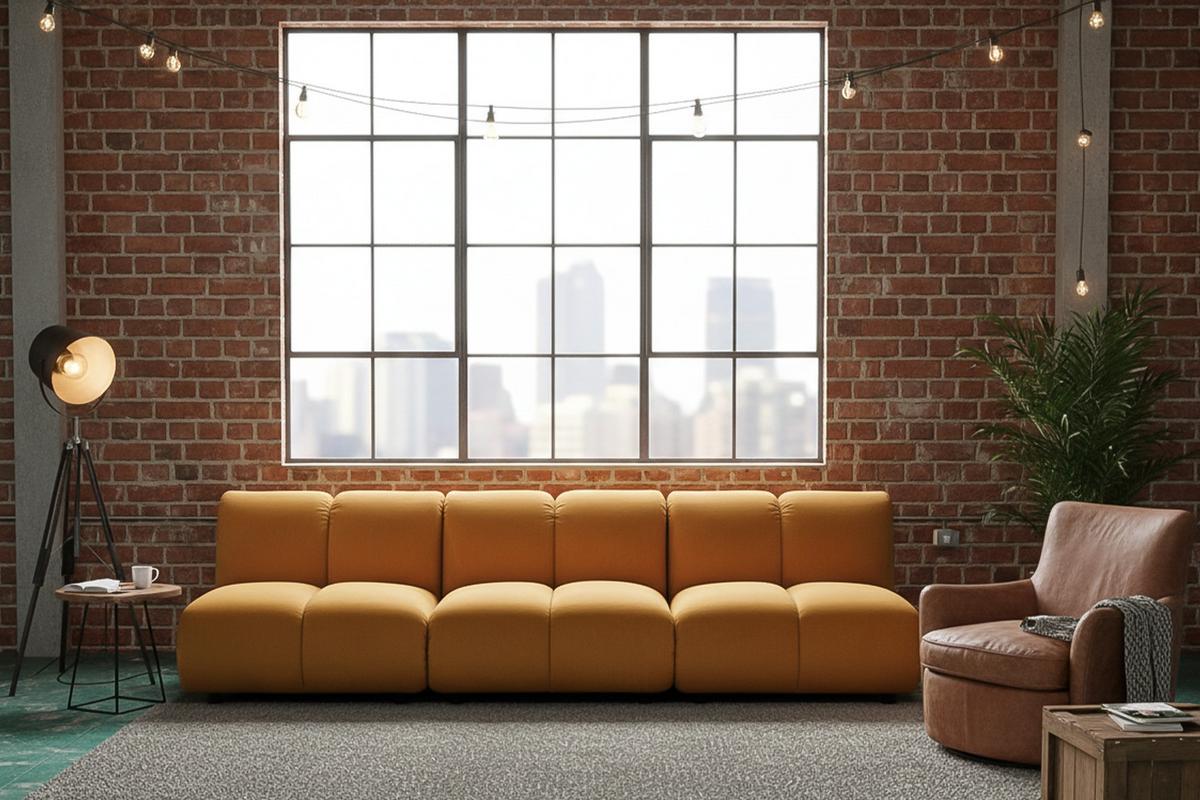 MODULSOFA LAYLA Gelb Velvet - Gelb/Schwarz, Buchenholz/Textil (274/74/99cm) - KAWOLA