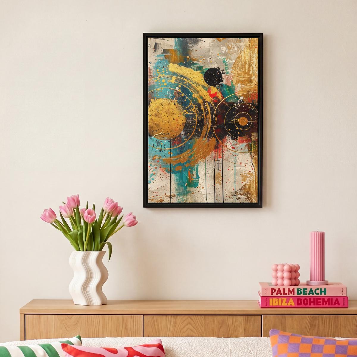 LEINWAND Bilder mit Rahmen - Abstrakt - Kunst - Gold - Modern - 20x30 - Multicolor, Textil (20/30cm) - MuchoWow