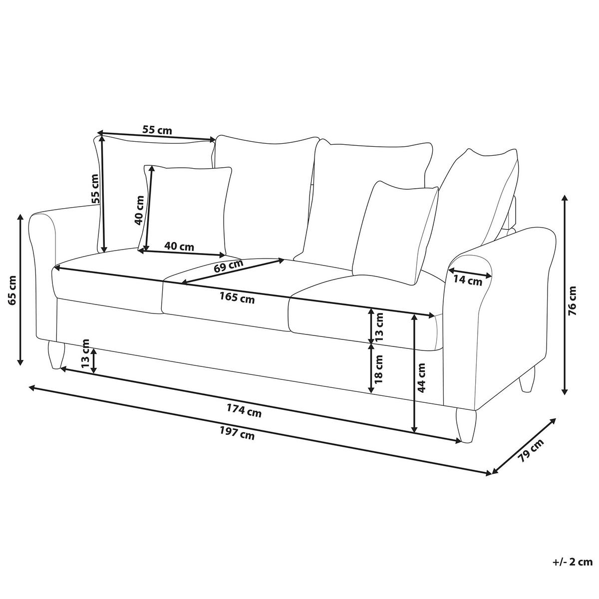 3-SITZER-SOFA Samtstoff Dunkelgrün Bornholm - Dunkelgrün, Textil (197/76/79cm) - Beliani