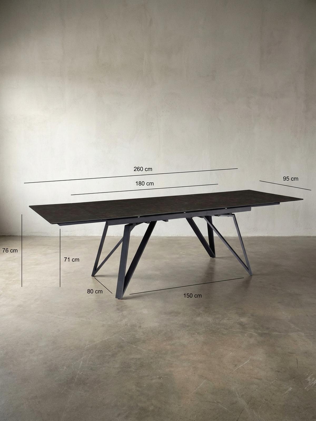 ESSTISCH Ausziehbar Keramik Glas Marmoroptik Rechteckig Groß, Schwarz 180x95x76 cm - Schwarz, Keramik/Metall (95/180/76cm) - KADIMA DESIGN