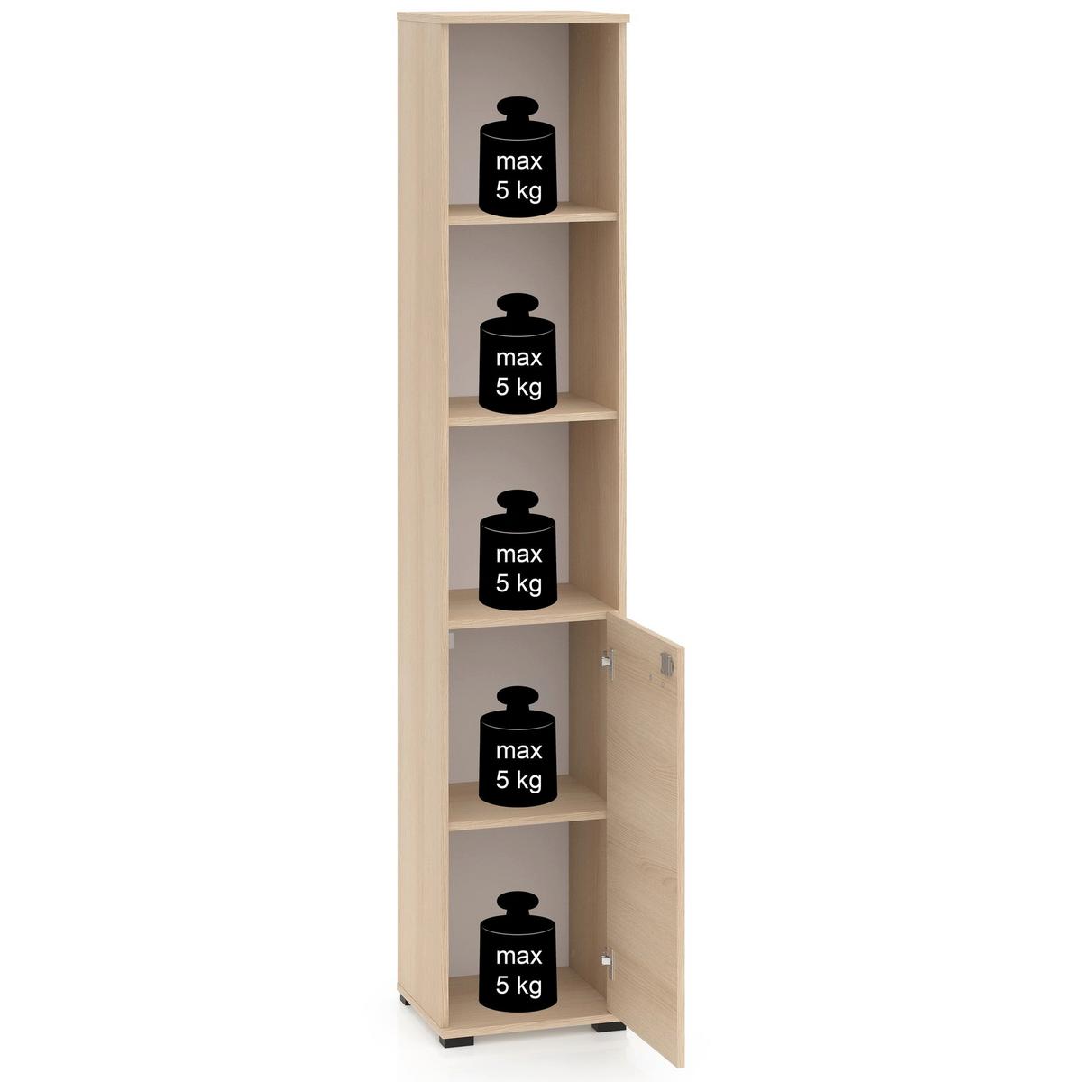 STANDREGAL Odelis 39 cm - Beige/Schwarz, Holzwerkstoff/Kunststoff (39/203/33.7cm) - Selsey